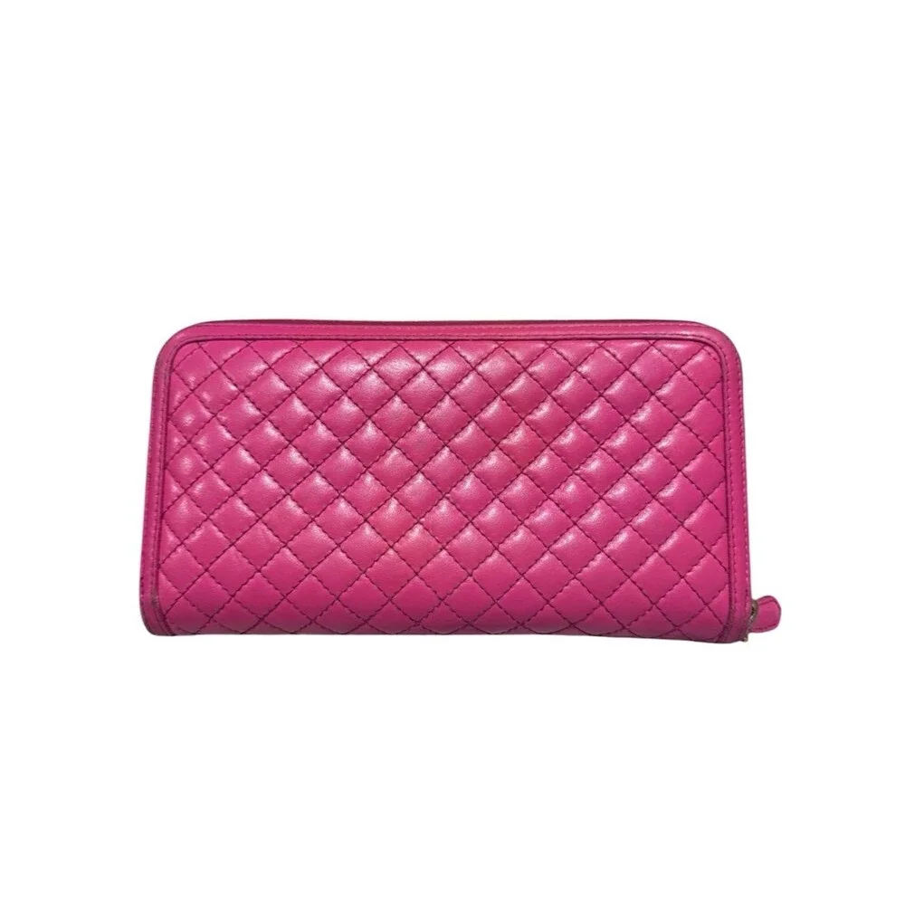 Prada 1M0506 Fuchsia Pink Quilted Nappa Leather Zip Around Continental Wallet